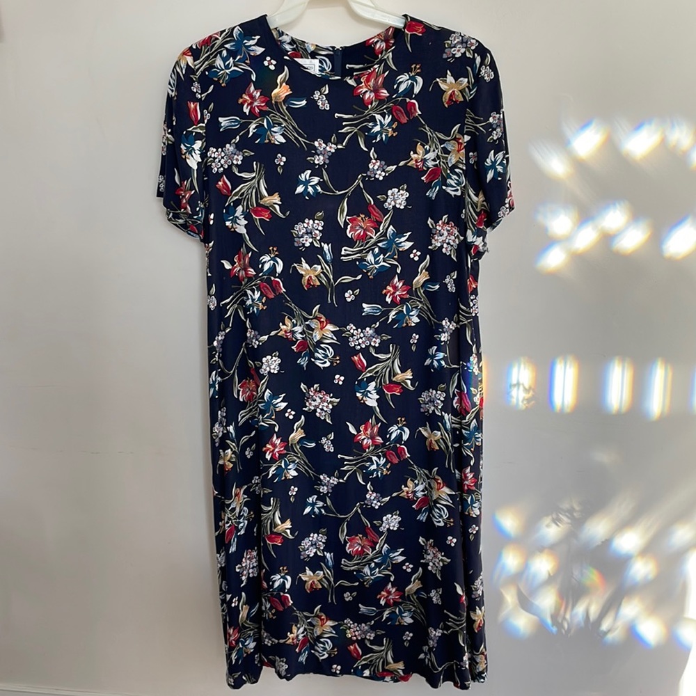 Large navy floral dress